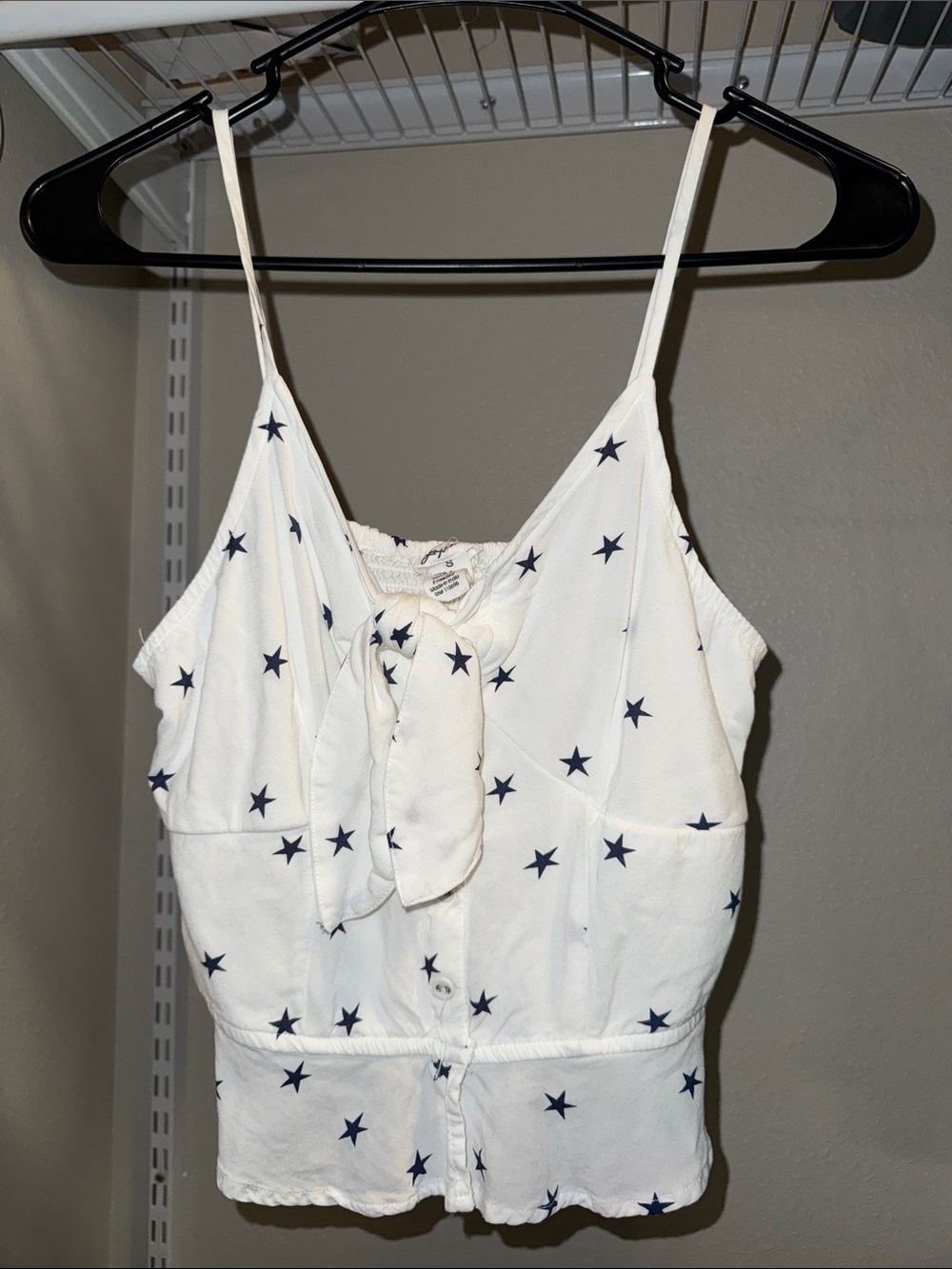 White Star Print Tie-Front Camisole